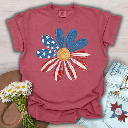 Patriotic Daisy American Flag T-Shirt