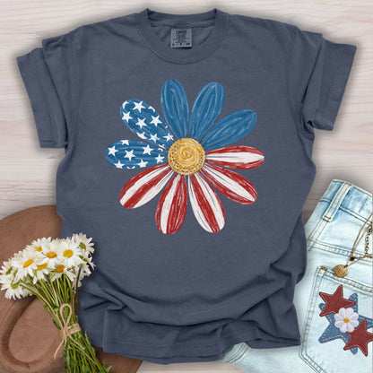 Patriotic Daisy American Flag T-Shirt