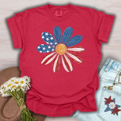 Patriotic Daisy American Flag T-Shirt