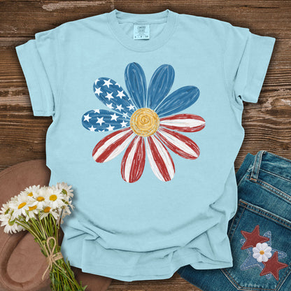 Patriotic Daisy American Flag T-Shirt