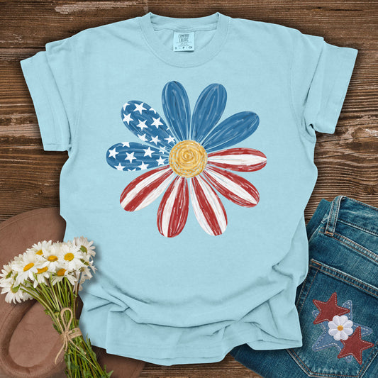 Patriotic Daisy American Flag T-Shirt