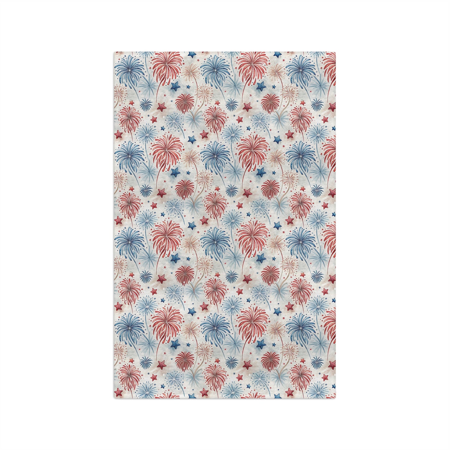 Patriotic Red & Blue Fireworks Tea Towel
