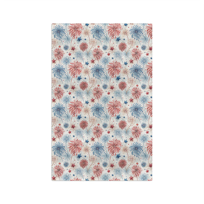 Patriotic Red & Blue Fireworks Tea Towel
