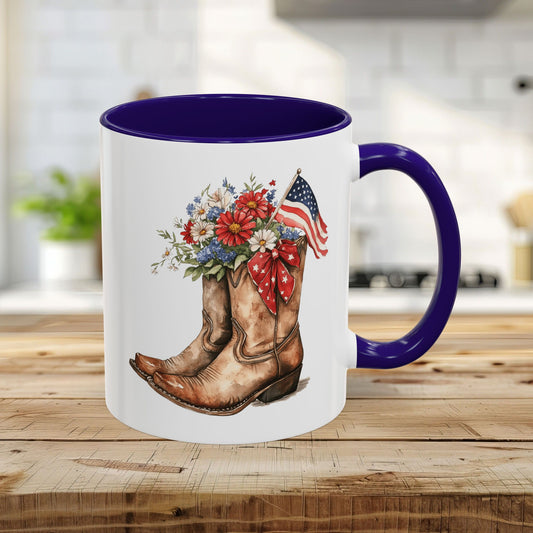Patriotic Floral Cowboy Boots Mug (11/15oz)