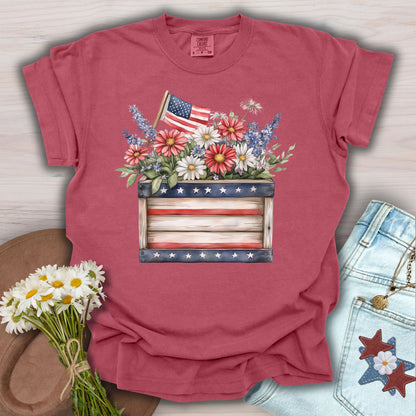 Patriotic Gardening Box & Flowers T-Shirt