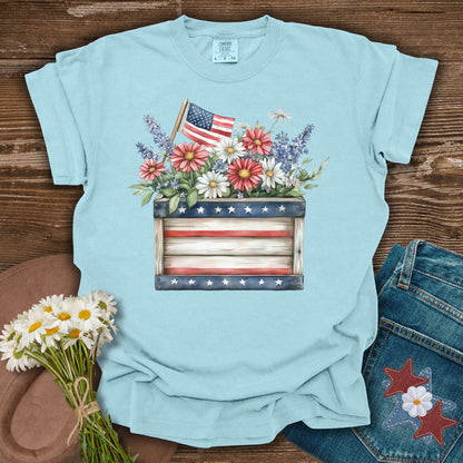 Patriotic Gardening Box & Flowers T-Shirt