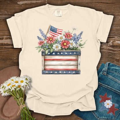 Patriotic Gardening Box & Flowers T-Shirt