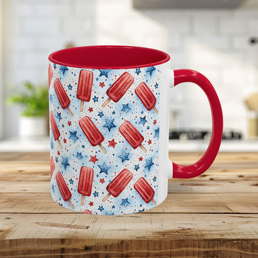 Patriotic Red Popsicle & Stars Ceramic Mug (11/15oz)