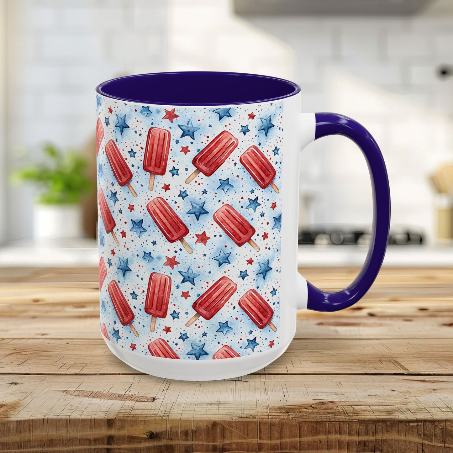 Patriotic Red Popsicle & Stars Ceramic Mug (11/15oz)