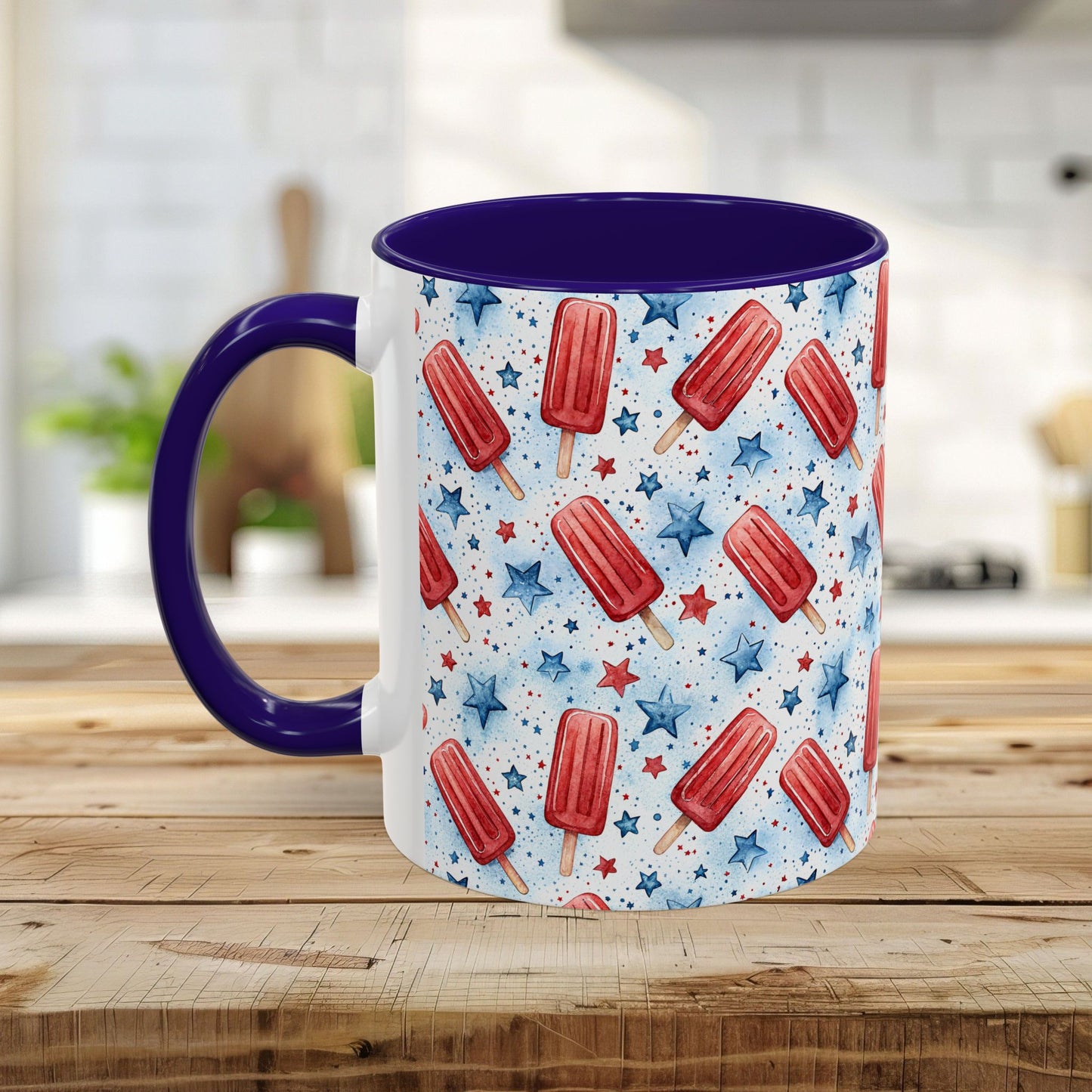 Patriotic Red Popsicle & Stars Ceramic Mug (11/15oz)