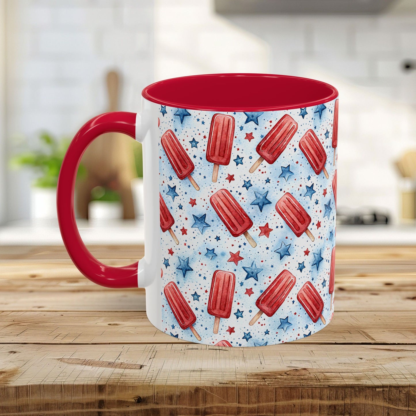 Patriotic Red Popsicle & Stars Ceramic Mug (11/15oz)