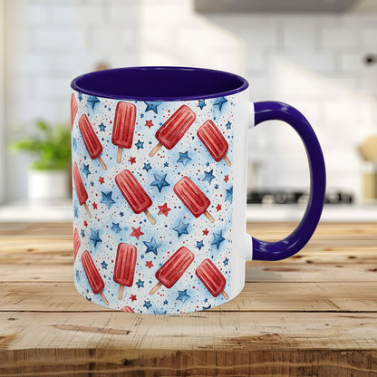 Patriotic Red Popsicle & Stars Ceramic Mug (11/15oz)