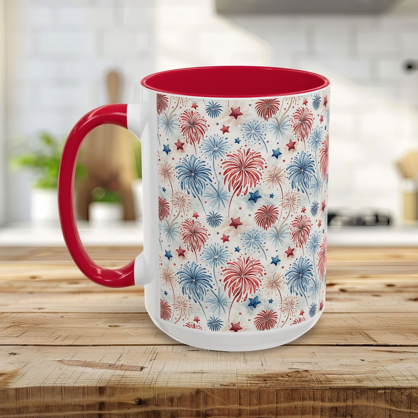 Patriotic Red & Blue Fireworks Mug (11/15oz)
