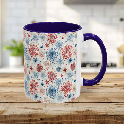 Patriotic Red & Blue Fireworks Mug (11/15oz)