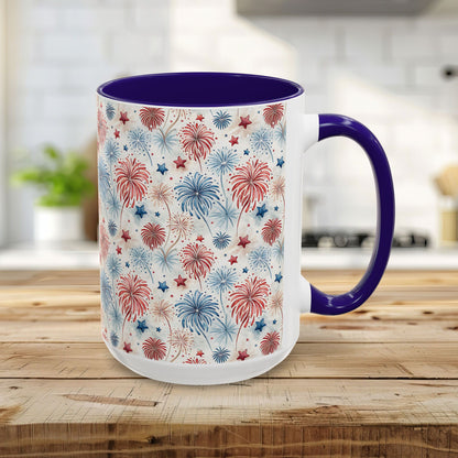 Patriotic Red & Blue Fireworks Mug (11/15oz)