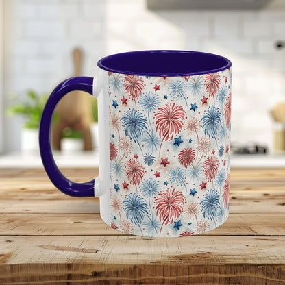 Patriotic Red & Blue Fireworks Mug (11/15oz)