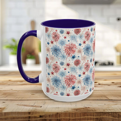Patriotic Red & Blue Fireworks Mug (11/15oz)