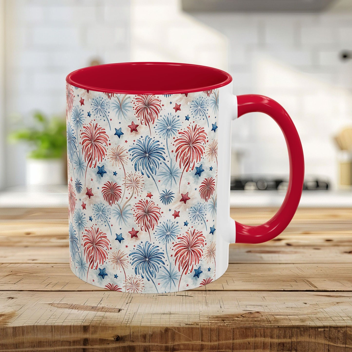 Patriotic Red & Blue Fireworks Mug (11/15oz)