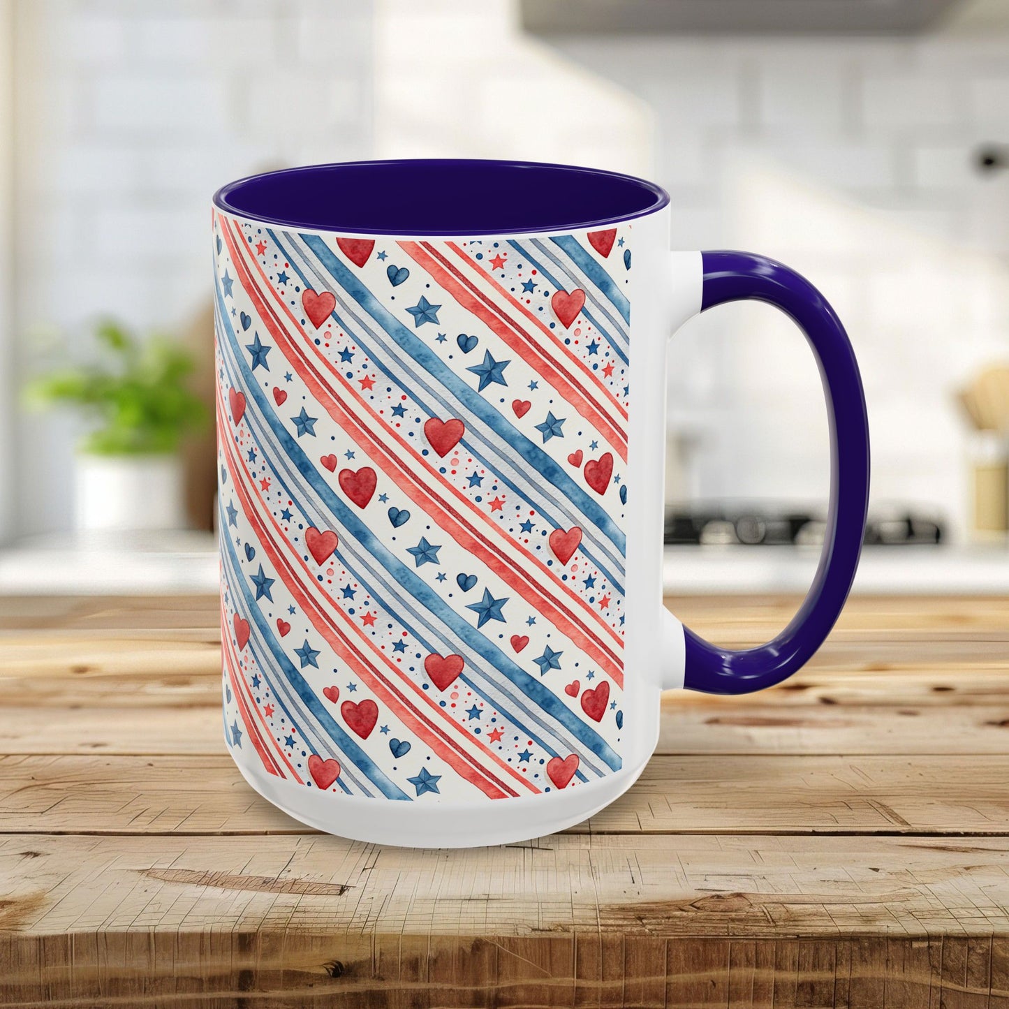 Patriotic Red Heart & Stars Mug (11/15oz)