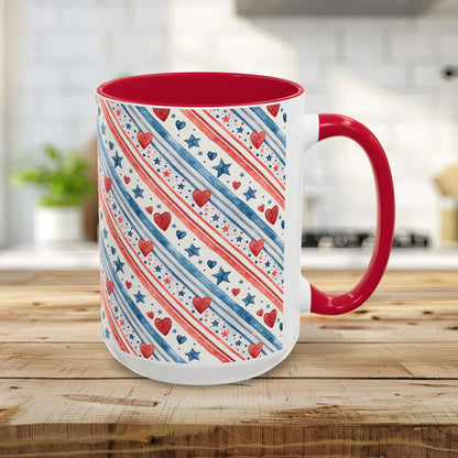 Patriotic Red Heart & Stars Mug (11/15oz)