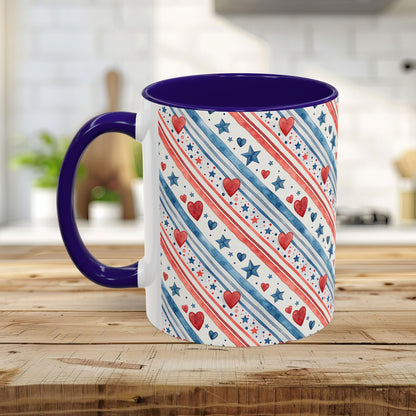 Patriotic Red Heart & Stars Mug (11/15oz)