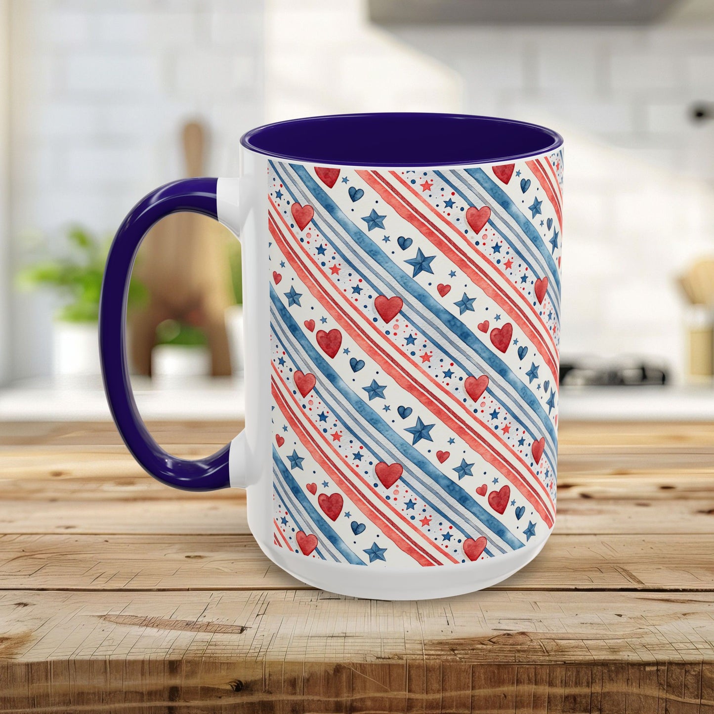 Patriotic Red Heart & Stars Mug (11/15oz)