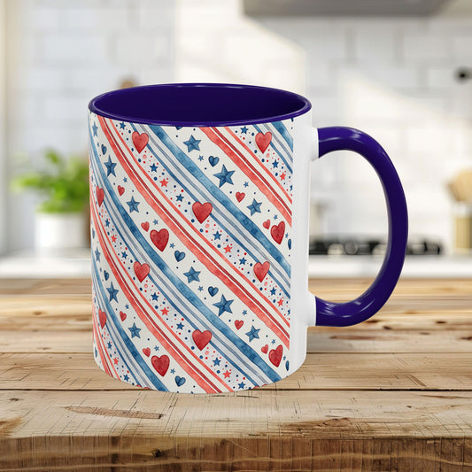 Patriotic Red Heart & Stars Mug (11/15oz)
