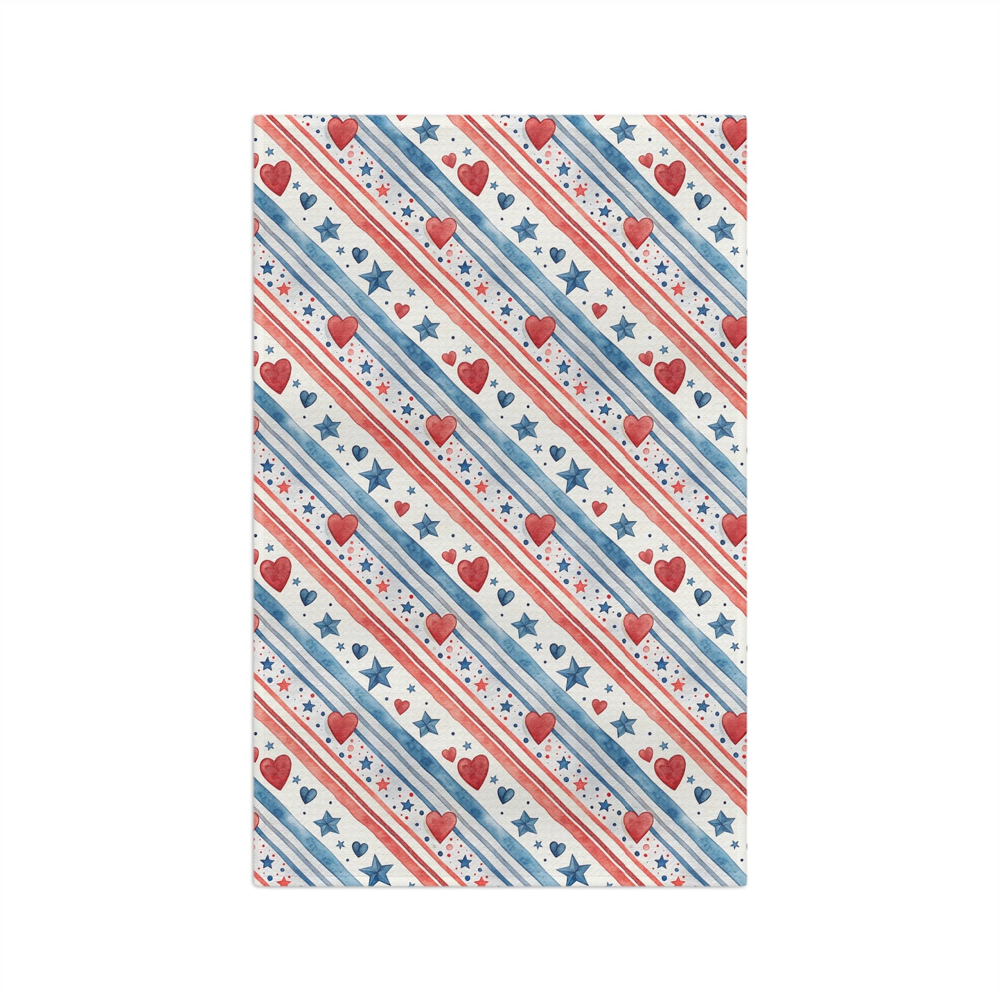 Patriotic Red Hearts & Stars Microfiber Tea Towel