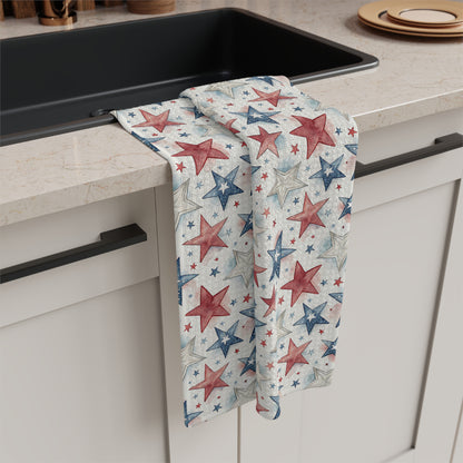 Patriotic Red White & Blue Stars Microfiber Tea Towel