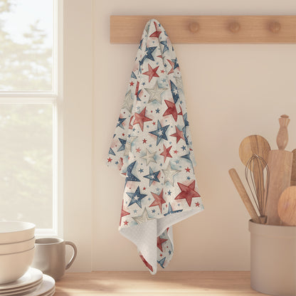 Patriotic Red White & Blue Stars Microfiber Tea Towel