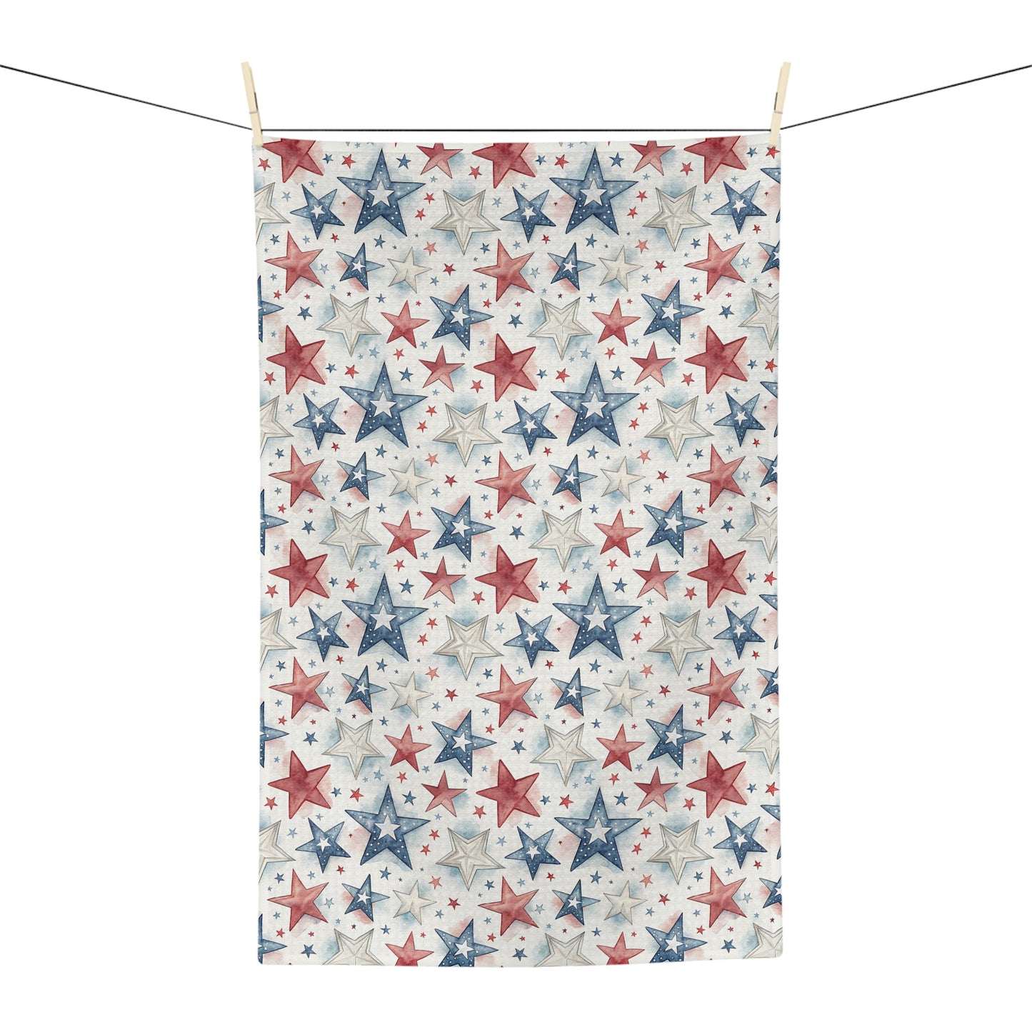 Patriotic Red White & Blue Stars Microfiber Tea Towel