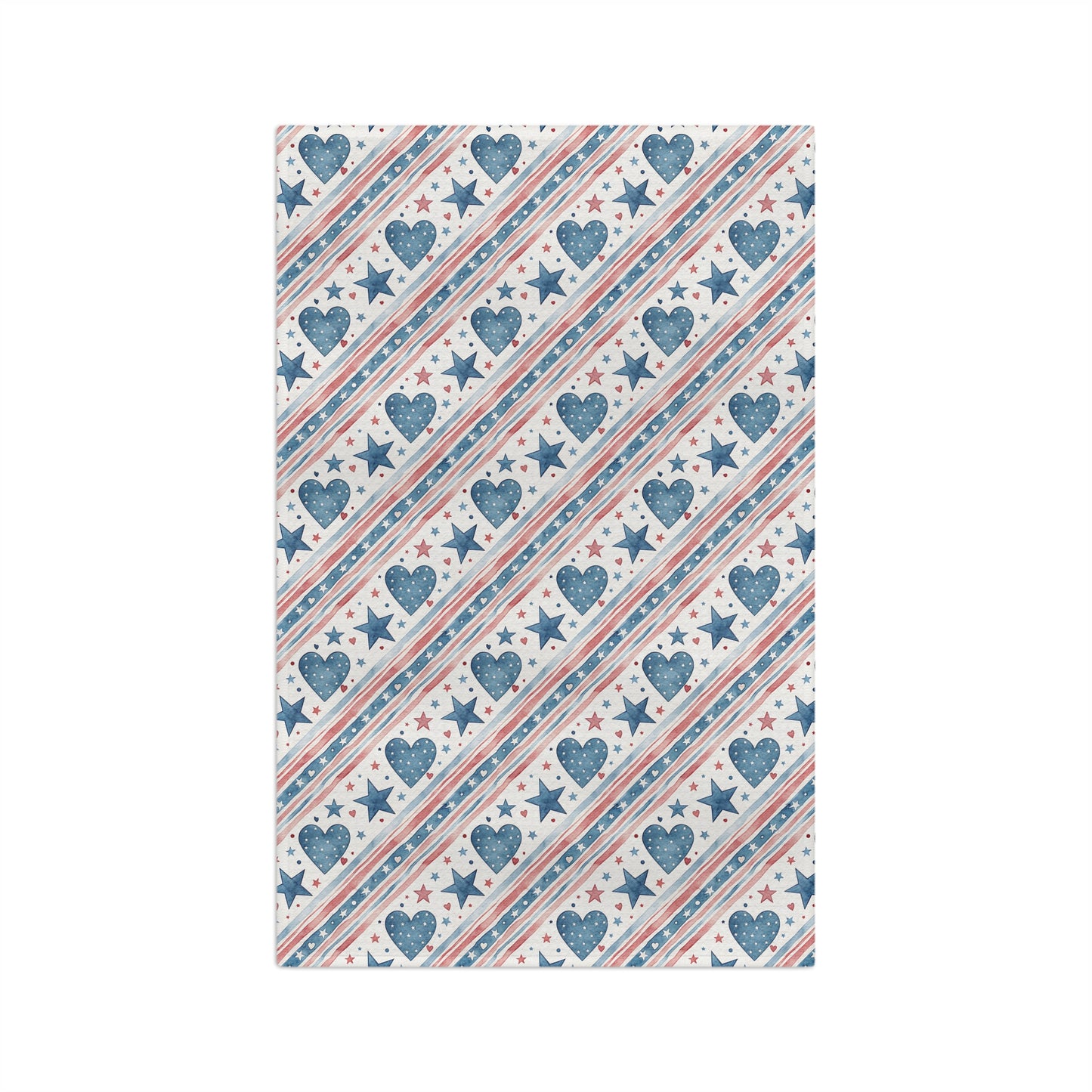 Patriotic Stars & Hearts Microfiber Tea Towel