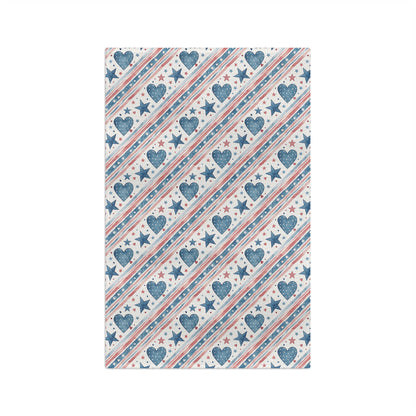 Patriotic Stars & Hearts Microfiber Tea Towel