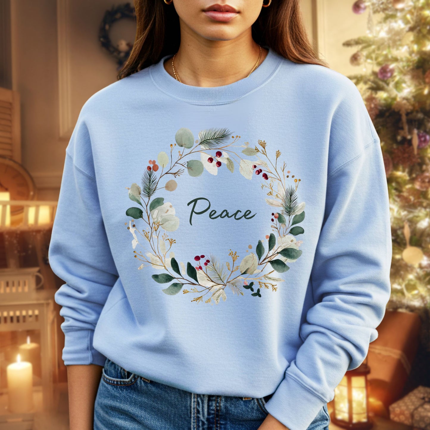 Peace Christmas Wreath Sweatshirt
