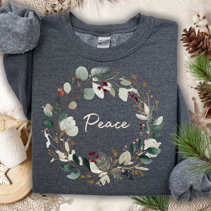 Peace Christmas Wreath Sweatshirt