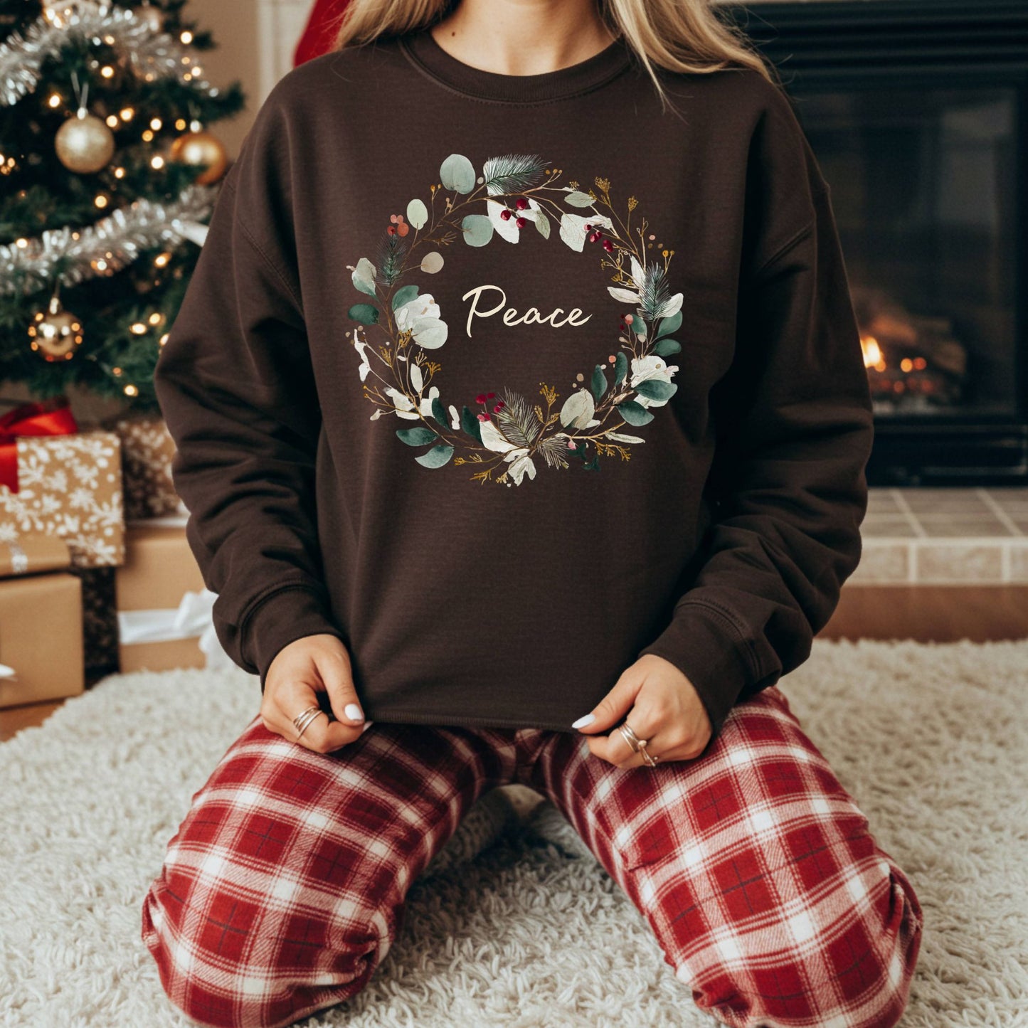 Peace Christmas Wreath Sweatshirt