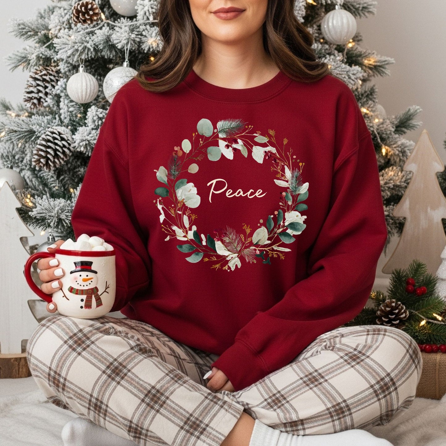 Peace Christmas Wreath Sweatshirt