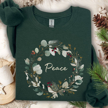 Peace Christmas Wreath Sweatshirt