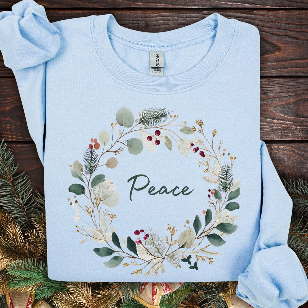 Peace Christmas Wreath Sweatshirt