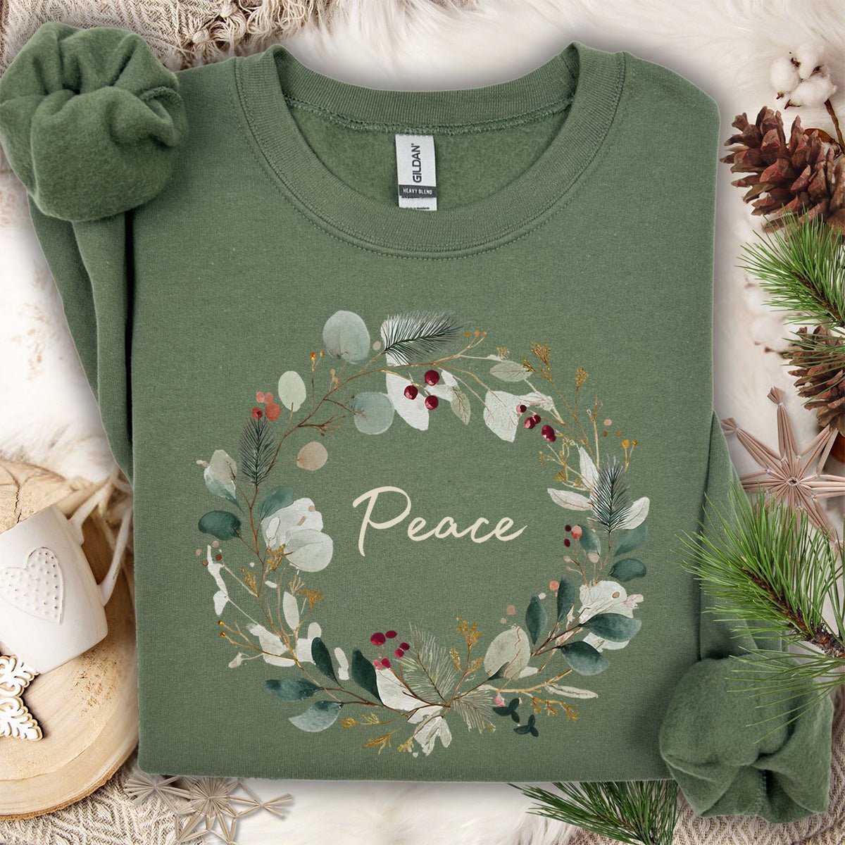 Peace Christmas Wreath Sweatshirt