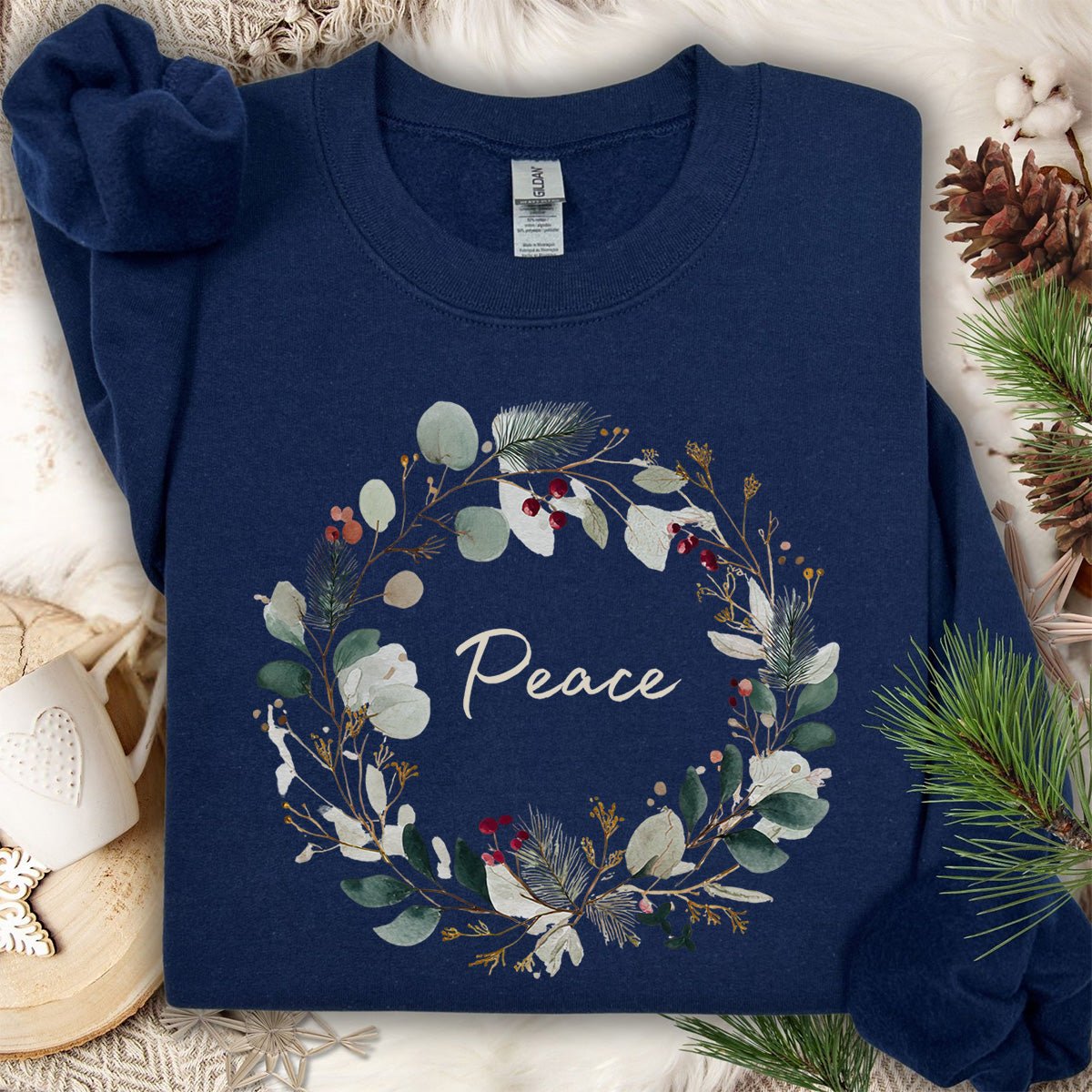 Peace Christmas Wreath Sweatshirt