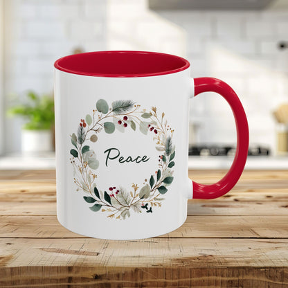 Peace Floral Christmas Wreath Mug (11/15oz)