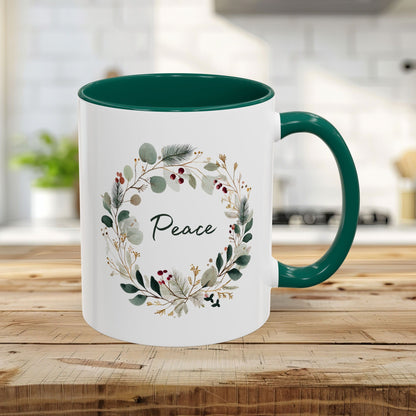 Peace Floral Christmas Wreath Mug (11/15oz)