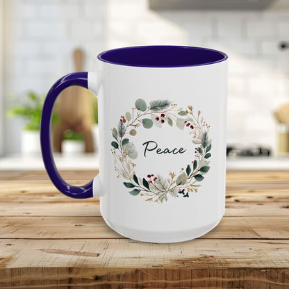 Peace Floral Christmas Wreath Mug (11/15oz)