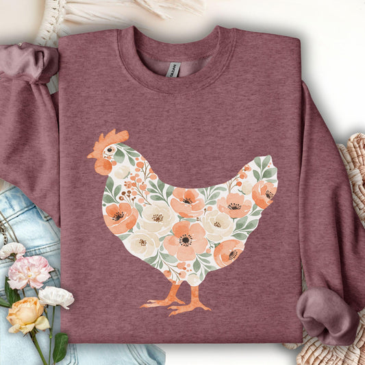 Peaches and Cream Floral Hen Sweatshirt