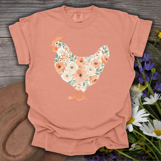 Peaches and Cream Floral Hen T-Shirt