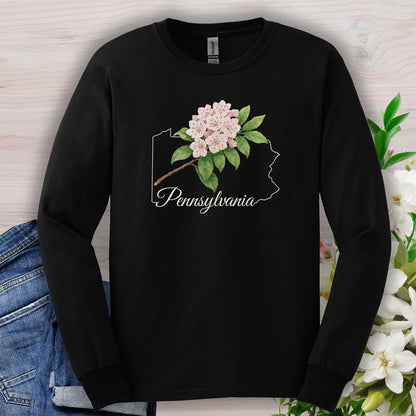 Pennsylvania State Flower Long Sleeve Tee - Mountain Laurel
