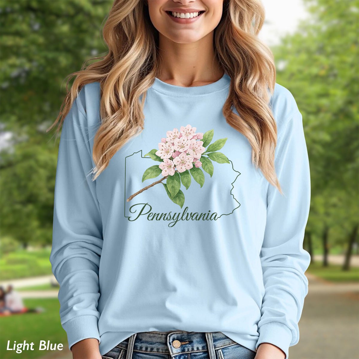 Pennsylvania State Flower Long Sleeve Tee - Mountain Laurel