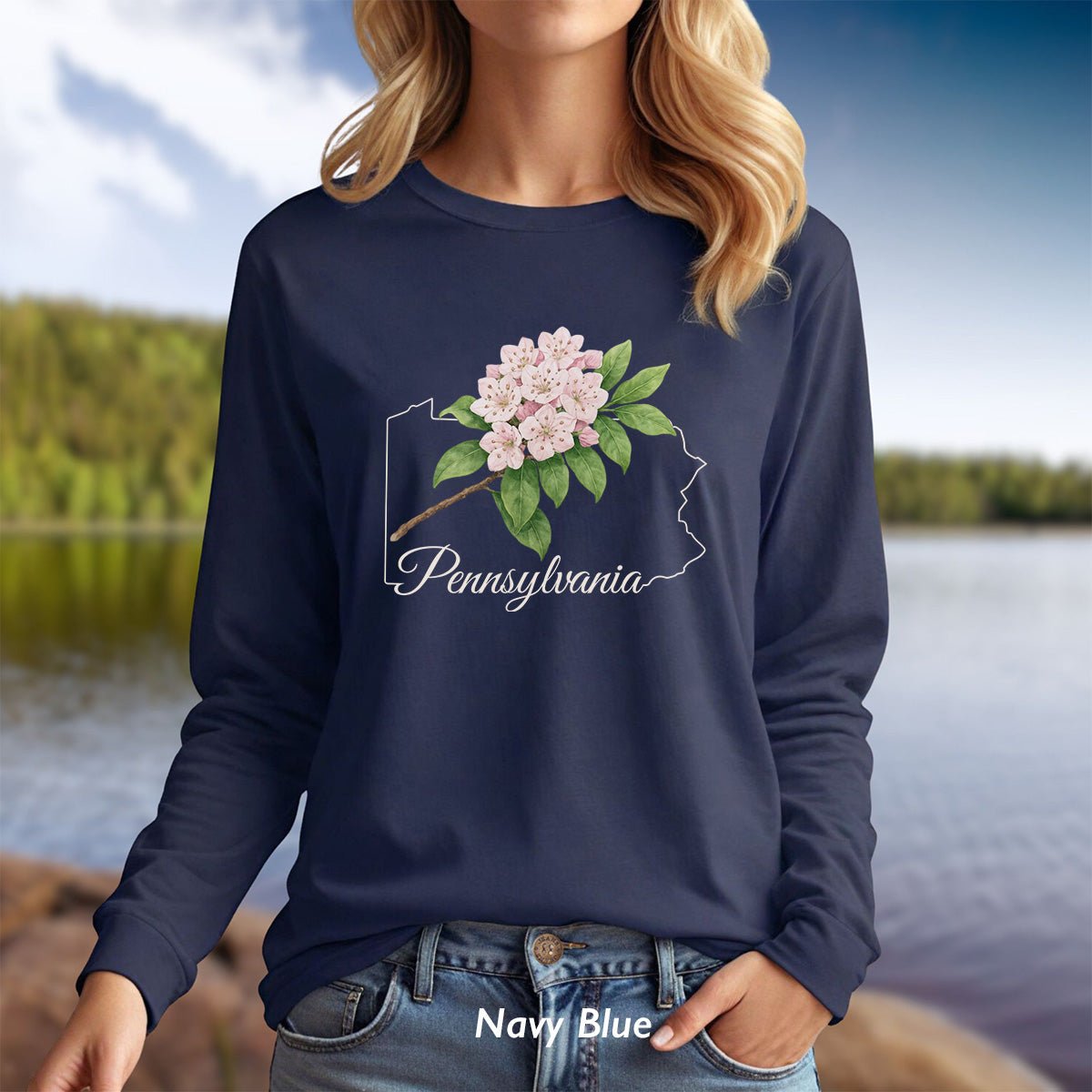 Pennsylvania State Flower Long Sleeve Tee - Mountain Laurel