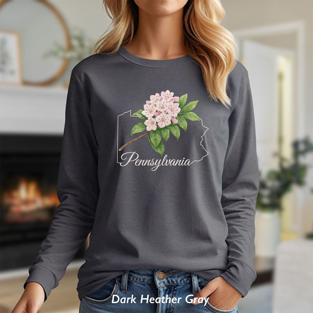 Pennsylvania State Flower Long Sleeve Tee - Mountain Laurel
